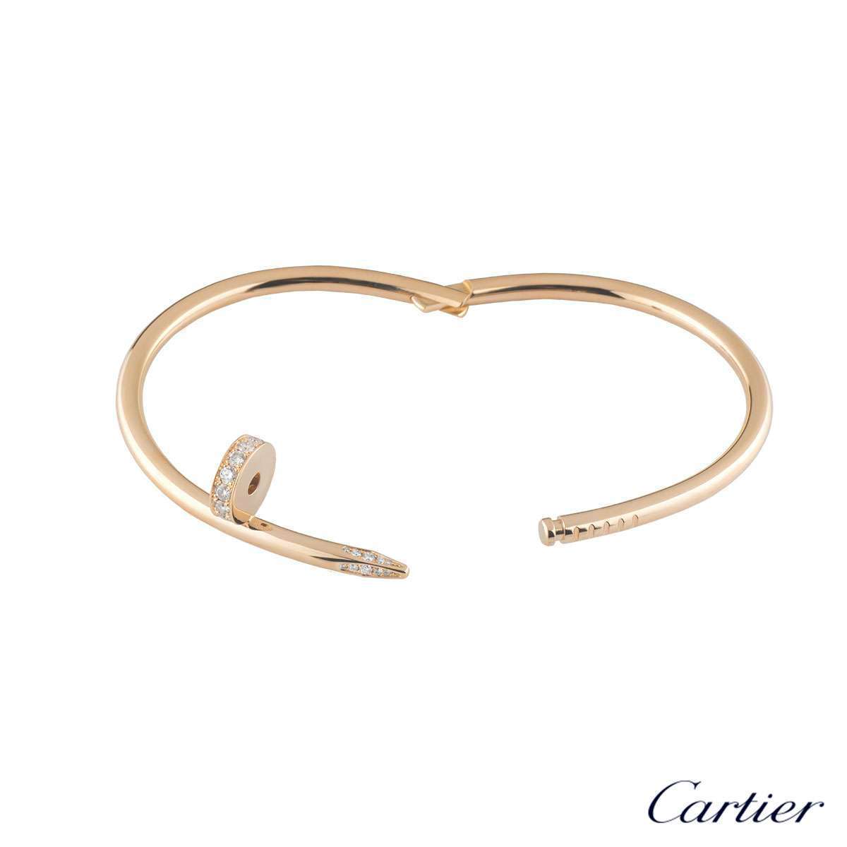 Cartier Rose Gold Diamond Juste Un Clou Bracelet Size 16 B6048516 ...